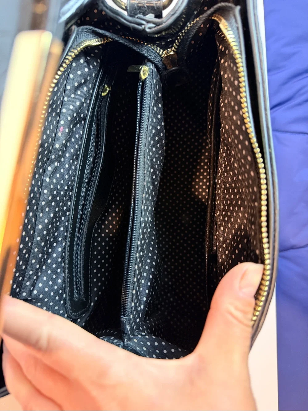 Black Patent Croc-Detail Top-Handle Satchel
